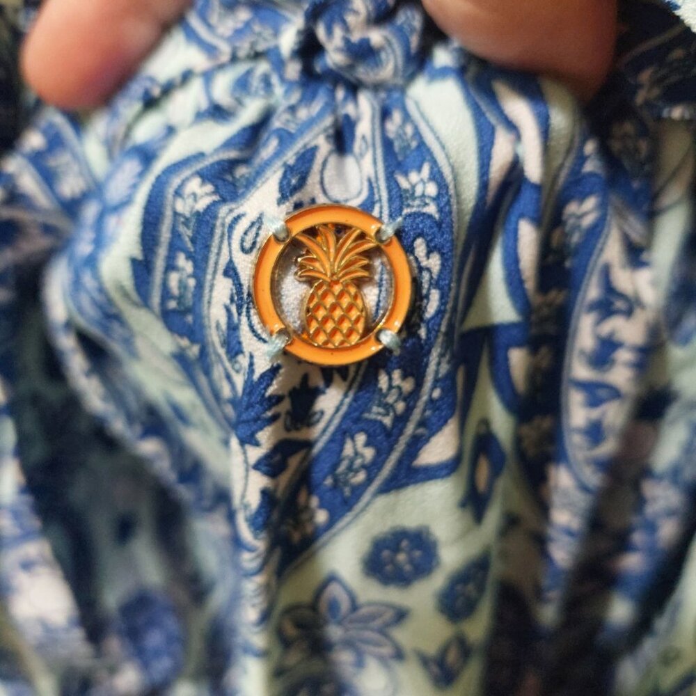 Simply Southern XL Blue Paisley Smocked Dress W/ Puffed Sleeves~Crisscross Back - Picture 9 of 10